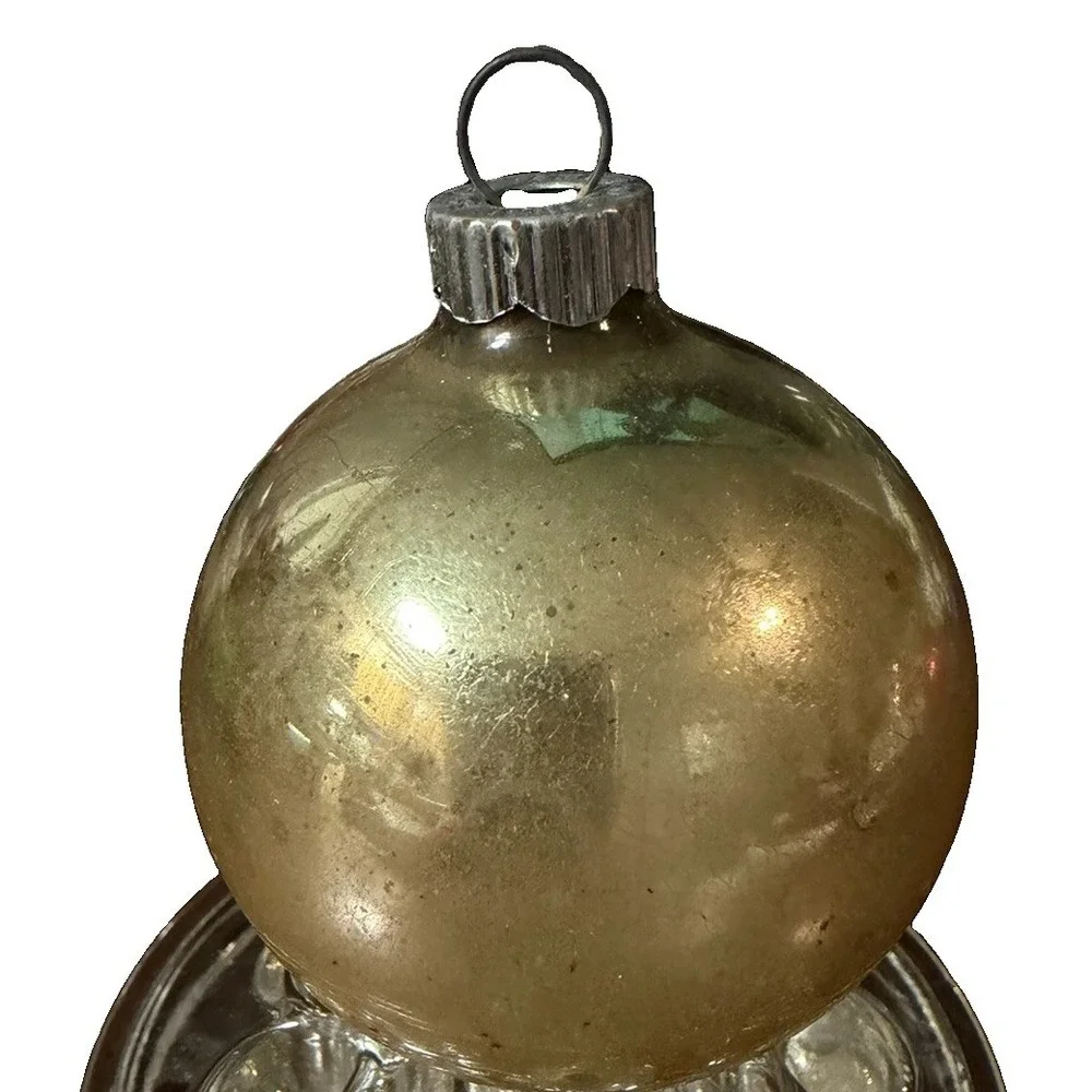 Vintage Shiny Brite Gold Glass Ball Christmas Ornament 2.25